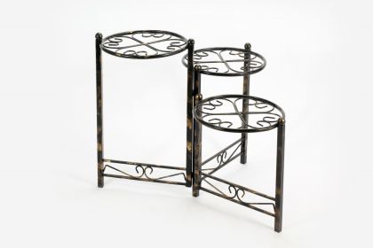 24" Black And Gold Metal Garden Plant Stand