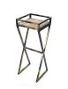 36" Black And Gold Metal Plant Stand