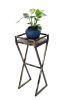 36" Black And Gold Metal Plant Stand