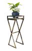 36" Black And Gold Metal Plant Stand