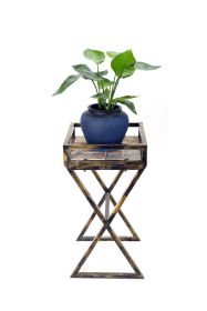 27" Black And Gold Metal Garden Plant Stand