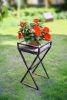 27" Black And Gold Metal Garden Plant Stand