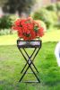 27" Black And Gold Metal Garden Plant Stand