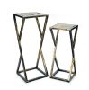 Set of Two Black And Gold Metal Plant Stands