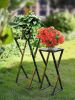 Set of Two Black And Gold Metal Plant Stands