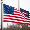 Set of Two Red White And Blue Embroidered Nylon American Flags