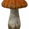 15" Orange And White Polyresin Mushroom Outdoor Statue
