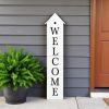 48" White And Black Solid Wood Birdhouse Welcome Porch Sign