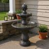 35" Black Heavy Duty Plastic Garden Fountain