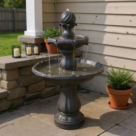 35" Black Heavy Duty Plastic Garden Fountain