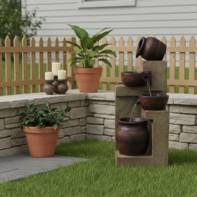 30" Brown Heavy Duty Plastic LED lights Garden Fountain