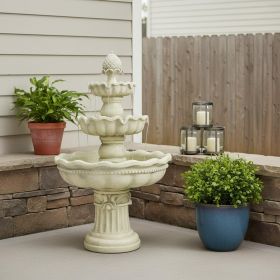 51" White Heavy Duty Plastic Garden Fountain