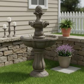 33" Brown Heavy Duty Plastic LED lights Garden Fountain