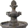 33" Brown Heavy Duty Plastic LED lights Garden Fountain
