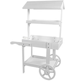 49" White Solid Wood Garden Cart
