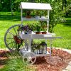 49" White Solid Wood Garden Cart