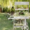 49" White Solid Wood Garden Cart