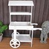 49" White Solid Wood Garden Cart
