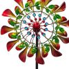 78" Red Green And Yellow Metal Windmill