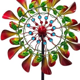 78" Red Green And Yellow Metal Windmill