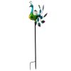 67" Blue And Green Metal LED lights Birds Windmill