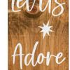47" Natural And White Solid Wood Christmas Nativity Porch Sign