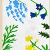 47" White Blue And Green Solid Wood Floral Bouquet Porch Sign