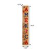 59" Natural Red And Blue Solid Wood God Bless America Porch Sign