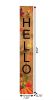 59" Black Natural And Orange Solid Wood Hello Porch Sign
