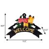 8" Black Yellow And Pink Iron Floral Bouquet Welcome Garden Hose Hanger