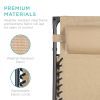 Beige Zero Gravity Folding Reclining Patio Lounge Chair with Canopy Sun Shade