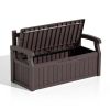 Heavy Duty Brown Plastic Outdoor Storage Garden Bench Patio Deck Box