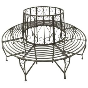 Roundabout Circular Outdoor Garden Tree Bench in Heavy Duty Grey Steel