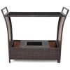 Outdoor Sturdy Resin Wicker Serving Bar Cart Brown Rattan