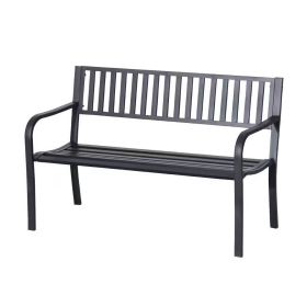 Outdoor Black Metal Garden Bench with 484lb Max Weight Capacity