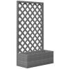 Outdoor Raised Garden Bed Planter Box with Lattice Trellis in Grey Wood Finish