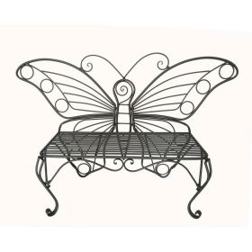 Modern Outdoor Butterfly Garden Bench in Black Metal Finish