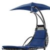 Navy Blue Single Person Sturdy Modern Chaise Lounger Hammock Chair Porch Swing