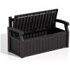 Heavy Duty Black Plastic Outdoor Storage Garden Bench Patio Deck Box