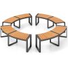 Set of 4 - Round Outdoor Metal Wood Backless Bench - Around Table Tree Fire Pit