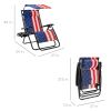 USA American Flag Zero Gravity Reclining Patio Lounge Chair with Canopy