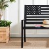2 Person Patriotic USA Black Metal Bench with American Flag Backrest