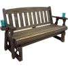 4ft Heavy Duty Porch Glider Bench with Cupholders in Dark Walnut - Made in USA