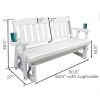4ft Heavy Duty Amish Porch Glider Bench in White with Cupholders - Made in USA