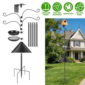Bird Feeder Pole with Squirrel Baffle, 5-Prong Base Heavy Duty Bird Feeder Stand