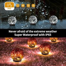 Solar Globe Lights Outdoor Waterproof - Cracked Glass Ball Lights for Garden, Patio, Yard, Lawn and Backyard - Decorative Orbs for Outside