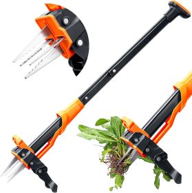 Weed Puller Tool, Stand Up Weeding Tool with 39" Ergonomic Long Handle & 4 Manganese Steel Claws, Easy-Eject Mechanism for Dandelions, Clover