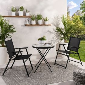 lbany Lane 3-Piece Outdoor Bistro Set, Black