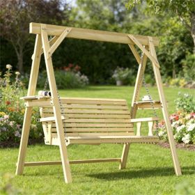 Porch swing, terrace swing, garden swing, natural wood (with bracket)