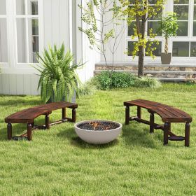 Curved patio bench made of fir and pine wood, featuring a slatted seat, ideal for roun